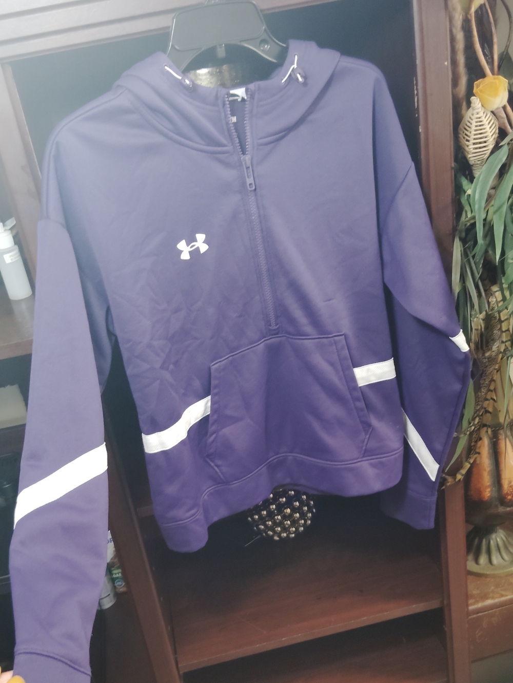 Under Armour Purple Hooded Half-Zip Pullover with White Accents